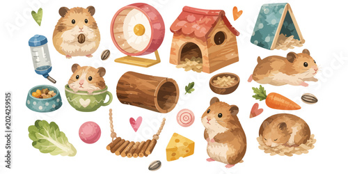 Obraz na płótnie watercolor cute hamster collection