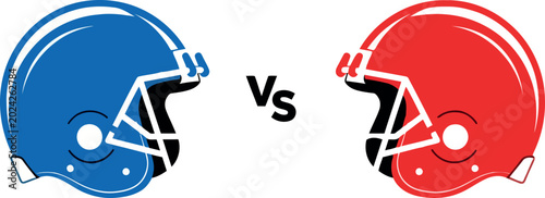 American football helmets versus, sports competition, illustration