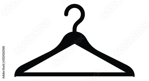 Canvas Print Silhouette of a classic black clothes hanger on a white background