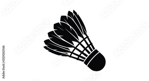 Quadro su tela Silhouette of a black badminton shuttlecock on a white background