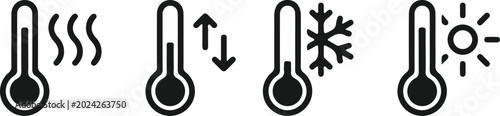 Photos thermometer temperature symbol icon set vector
