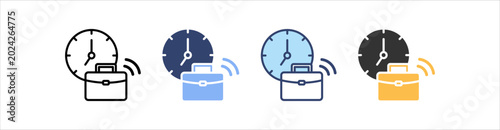 Working Time Icon Set Multiple Style Collection