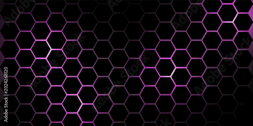 Futuristic Purple Hexagon Neon Background