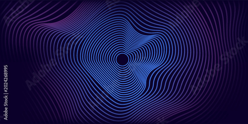 Foto Abstract Blue Concentric Wavy Circles Digital Tech or Science Background