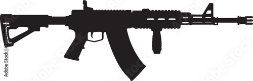 Foto Tactical assault rifle silhouette vector, modern automatic firearm profile, mili