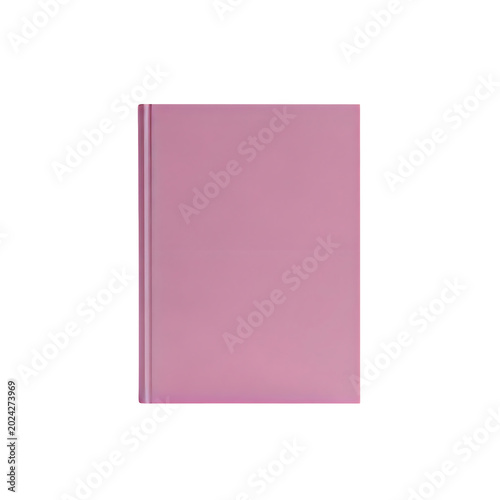 Pink blank closed notebook standing upright