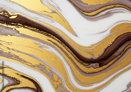 Marbled gold brown white abstract art background texture design element