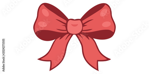 Red Gift Bow Ribbon Decorative Vector Icon Design