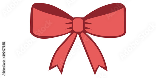 Red Gift Bow Ribbon Decorative Vector Icon Design