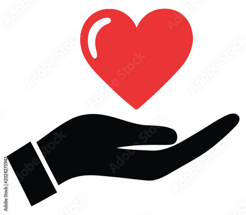 Heart Care Support Hand Icon Healthcare Love Vector