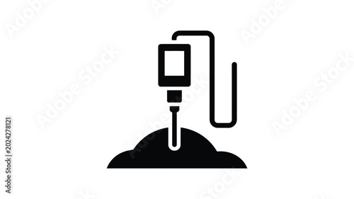 Professional ground probe sensor illustration used for scientific soil analysis and environmental testing on white background