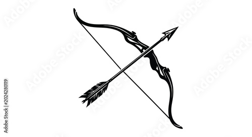 Photography Elegant bow and arrow silhouette vintage hunting weaponry design element