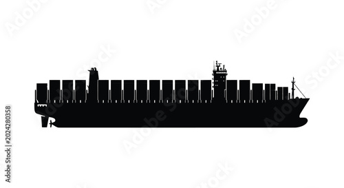Obraz na płótnie Cargo ship silhouette modern container vessel transportation graphic for logisti