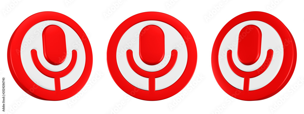 Fototapeta premium microphone icon 3d render circle button