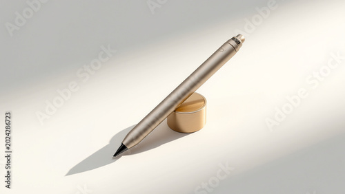 Digital stylus and magnetic pen holder for creative tablet workflows on white