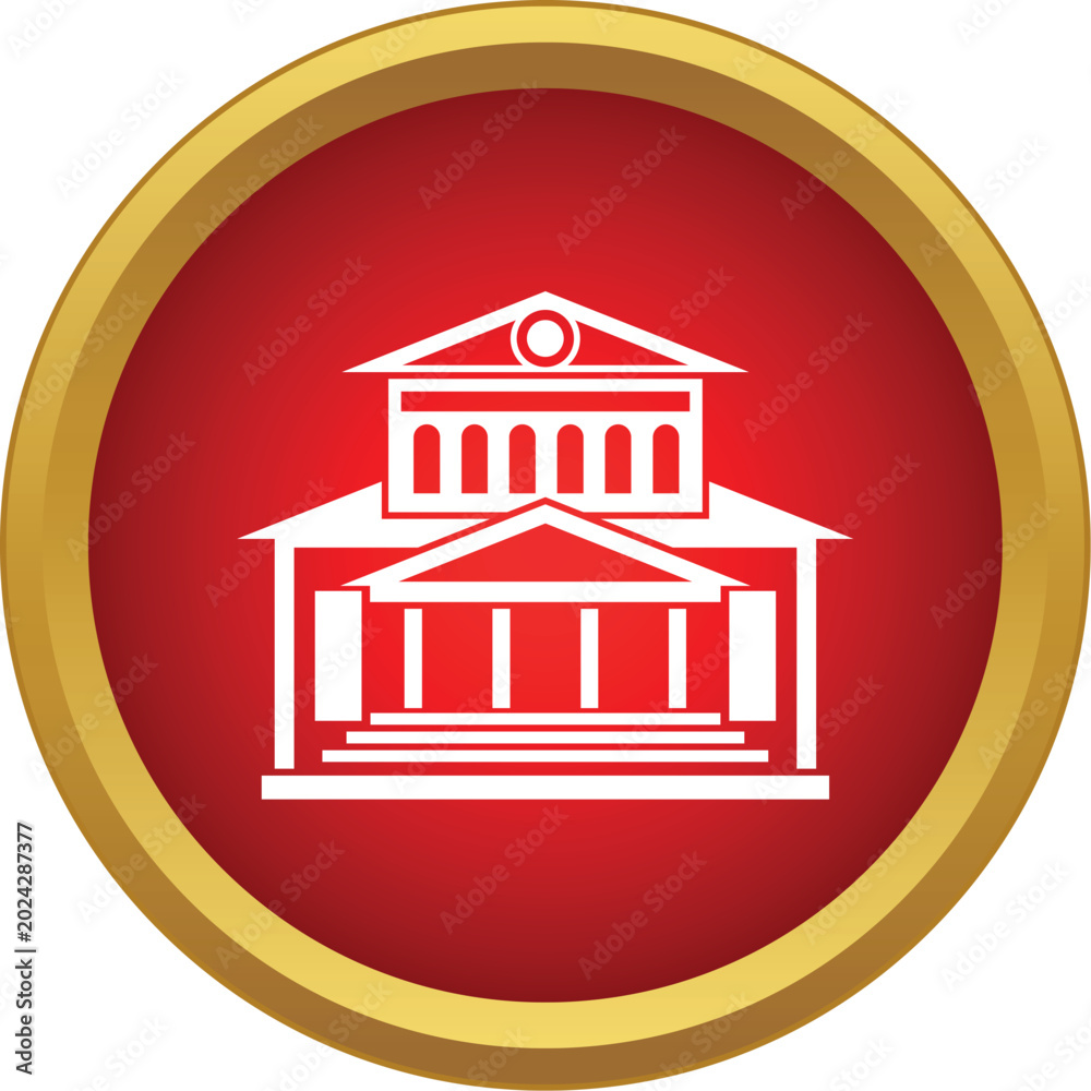 Fototapeta premium Building icon featuring classical architecture with columns, symbolizing law, education, or culture
