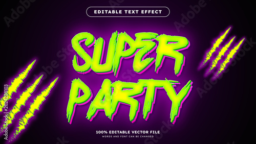 Editable Text Effect Neon Graffiti Super Party Streetwear Style