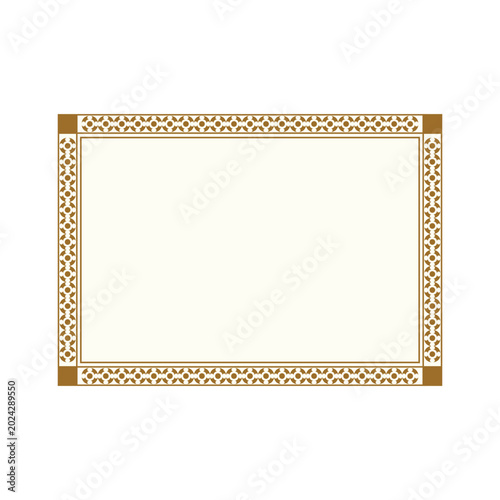 Blank certificate with ornate gold border and cream colored paper certificate document