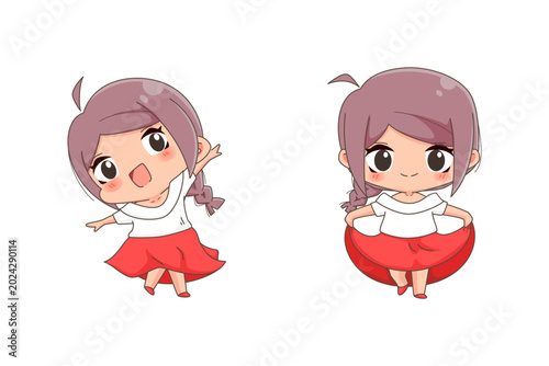 Cute little dancing girl celebrate peruvian indepences day