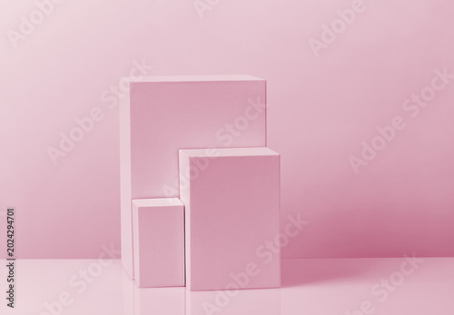 Pink podium blocks, pastel minimal product display background
