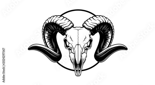 Tableau sur toile Detailed illustration of ram skull.