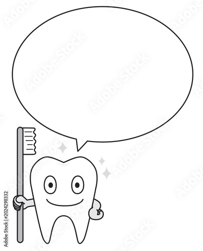 アイコン・キャラクター　歯のキャラクター　病院　医療
This is a character illustration of a tooth. There are versions with and without speech bubbles.