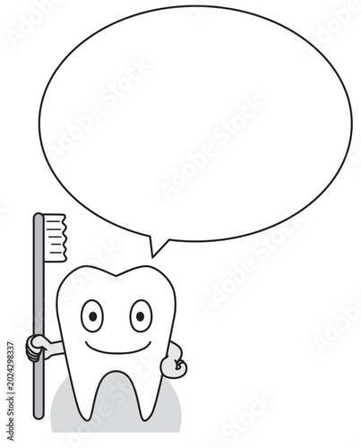 アイコン・キャラクター　歯のキャラクター　病院　医療
This is a character illustration of a tooth. There are versions with and without speech bubbles.