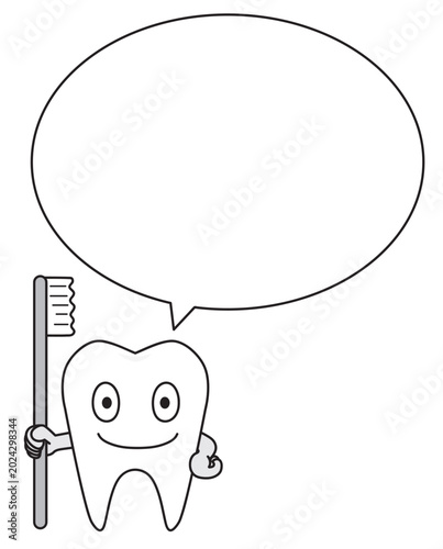 アイコン・キャラクター　歯のキャラクター　病院　医療
This is a character illustration of a tooth. There are versions with and without speech bubbles.