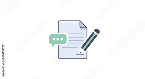 Photos Document with pencil and chat bubble.