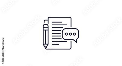 Valokuva Document with speech bubble and pencil.