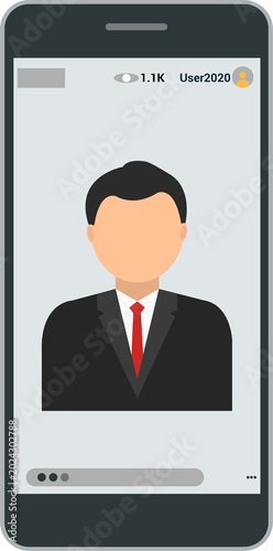 Business professional conducts virtual meeting via smartphone, showcasing modern communication methods.