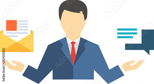 Professional offering digital solutions, balancing email communication with website content strategy for optimal results.