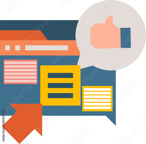Website interface displays positive user feedback, representing successful online engagement and customer satisfaction.