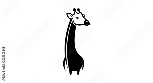 Photos Minimalist Black and White Giraffe Illustration Standing Tall.