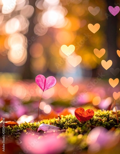 abstract background with hearts and flowers
