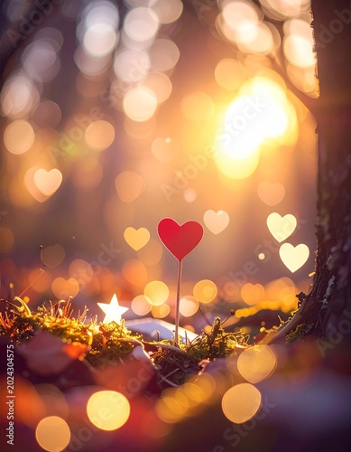 abstract background with hearts and flowers