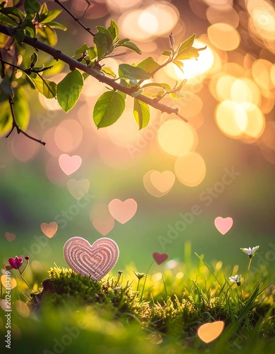 abstract background with hearts and flowers