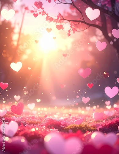 abstract background with hearts and flowers