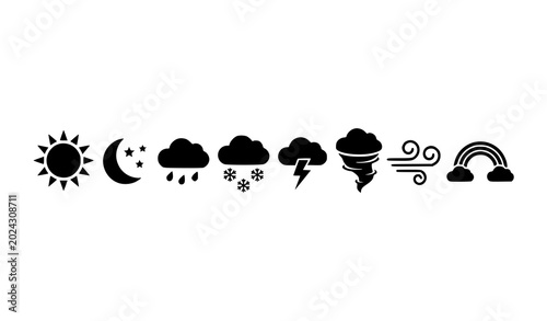Fotografie Minimal weather and natural phenomenon silhouette vector icons with storm cloud