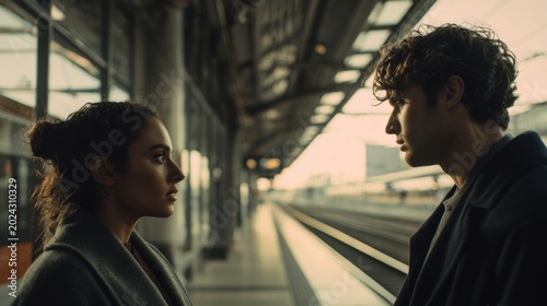 A couple separated by a train station