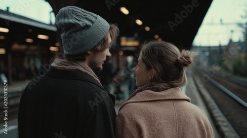 A couple separated by a train station