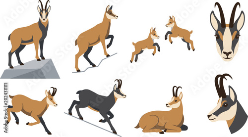 Foto Mountain Goat and Chamois Character Collection Featuring Jumping Running Resting