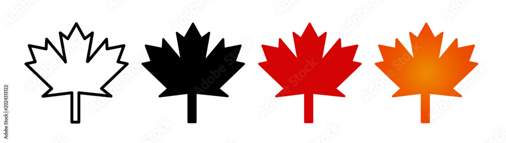 Naklejka premium Autumn leaf canadian icons pack. vector illustrations designs