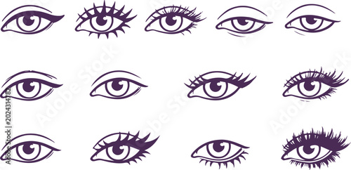Schilderij op canvas Collection of beautiful eyes with different makeup styles and lashes