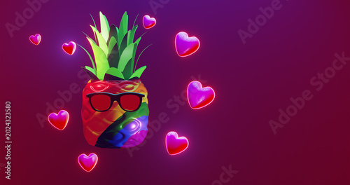 Gay pride concept. LGBT fruit rainbow flag. 3d render.