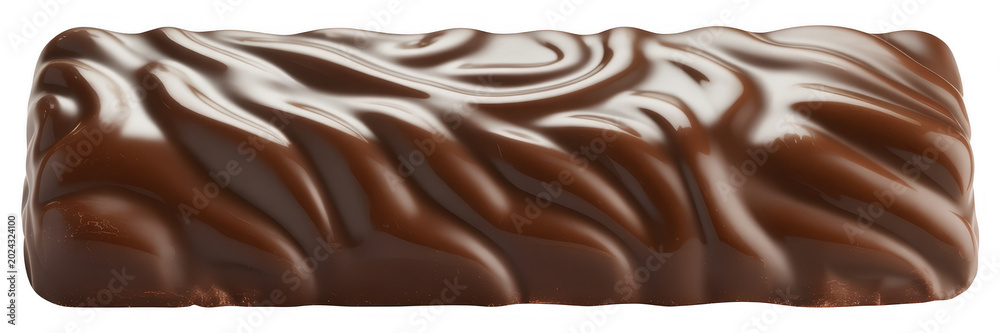 Naklejka premium Single rectangular milk chocolate bar with wavy surface on a transparent background isolated on a transparent background