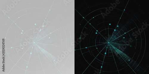Fotografía Modern sci-fi radar screen, atmospheric cyber hud target interface and digital s