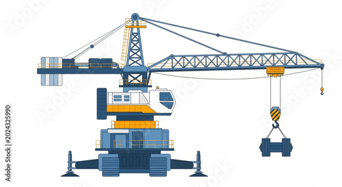 Valokuva Construction crane vector illustration with hook and load for industrial design