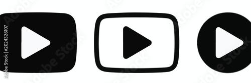 Black and White Play Button Icons illustration failed