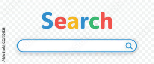 Colorful Search Bar and Word on Transparent Background Keywords: search, search bar, internet